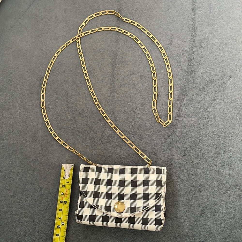 Rare!!! Clare V Black and White Checkered Mini Bag with Gold Chain